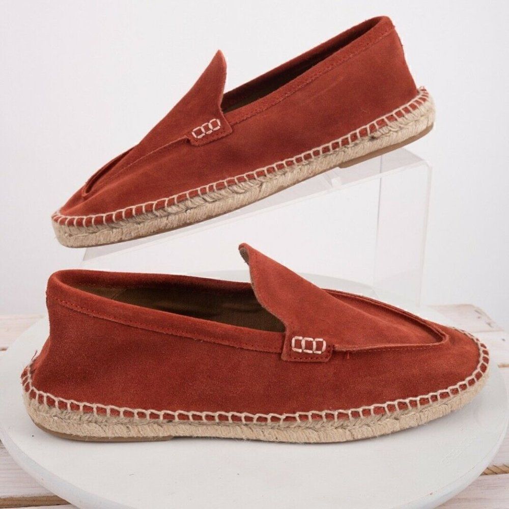 Massimo Dutti Mens Rust Suede Leather Espadrilles
